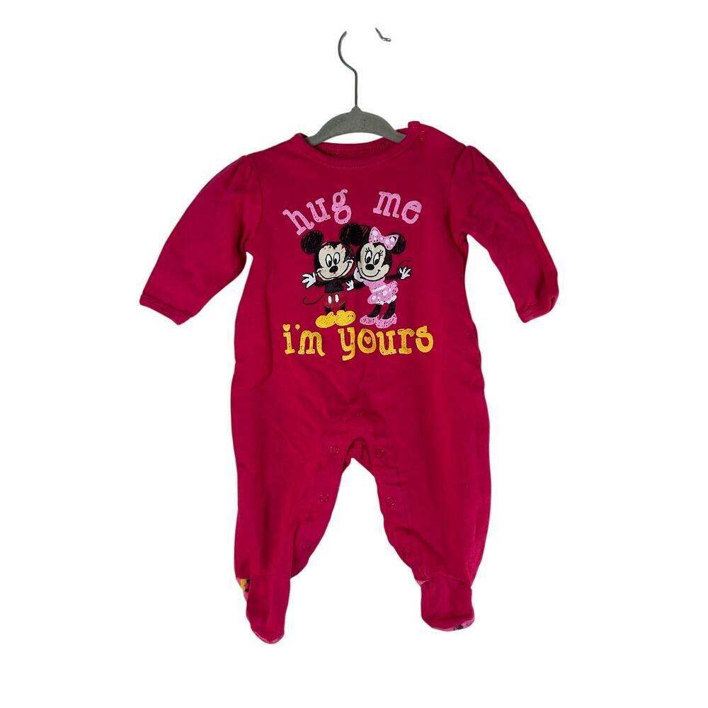 DISNEY Girl’s Pink Mickey & Minnie Romper / Size: 0-3 Months
